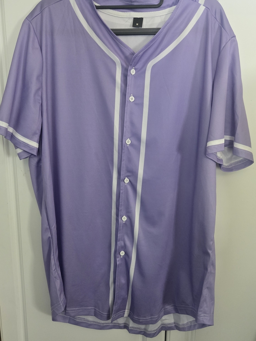 Men's Lavender Button Baseball Jersey Shirt